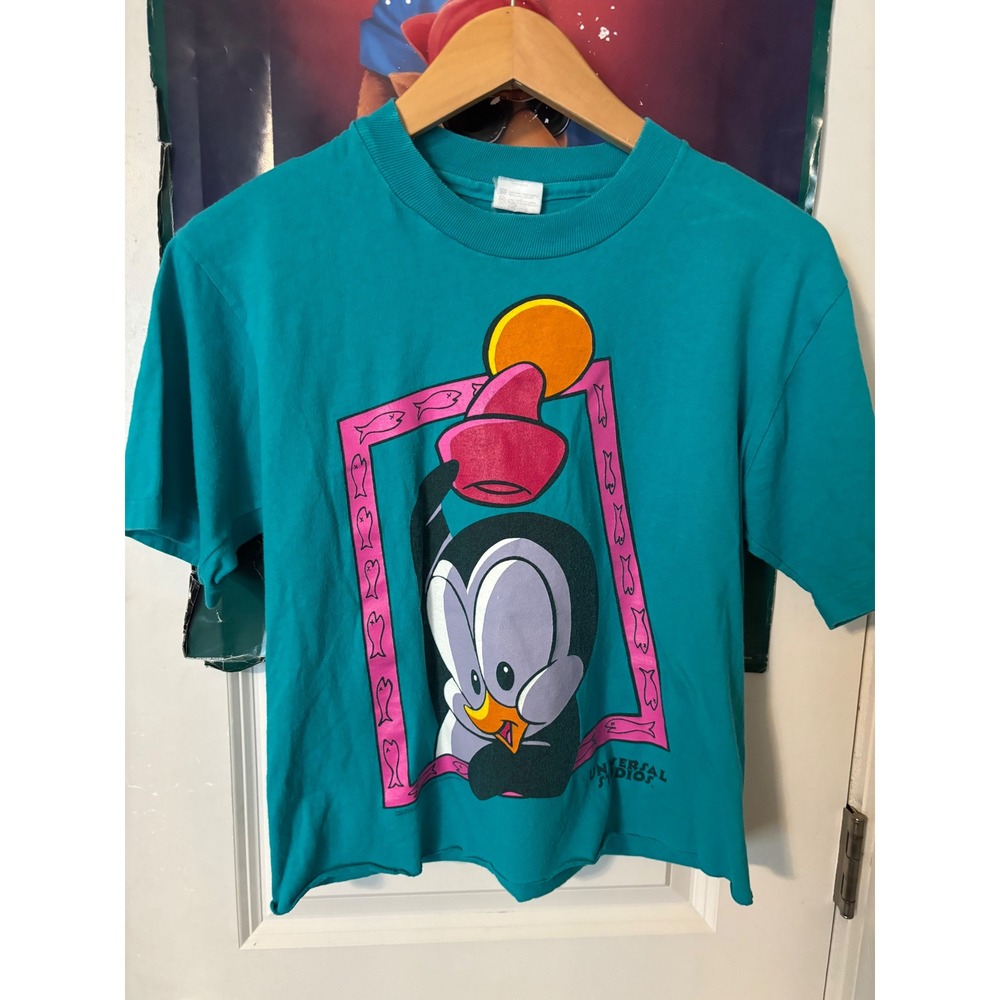 Vintage Chilly Willy Universal Studios Teal chop T-Shirt Made in USA Small